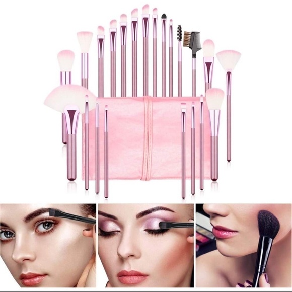 New - 22Pcs Premium, Soft Bristles Pink Makeup Brush Set With Case - Picture 6 of 7